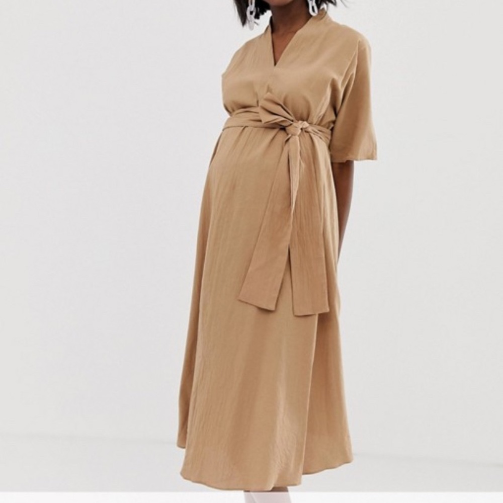 Asos maternity taupe midi dress